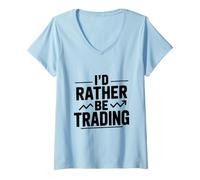 Mujer Prefiero Estar negociando acciones Inversión Divertida Camiseta Cuello V