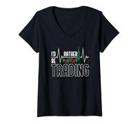 Mujer Prefiero Estar operando - Crypto Trader Scalper Funny Camiseta Cuello V