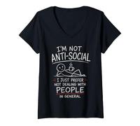 Mujer Prefiero no Tratar con Gente Divertido Anti-Social Camiseta Cuello V