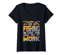 Mujer Prefiero Tener un Mal día de Pesca Que un Buen día en el Trabajo Camiseta Cuello V