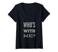 Mujer Pregunta de Texto de Humor Divertido para Personas Divertidas Que están Conmigo Camiseta Cuello V
