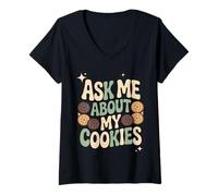 Mujer Pregúntame sobre mi Cookies Scout Camiseta Cuello V