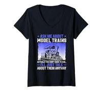 Mujer Pregúntame sobre Modelos de Trenes En Realidad, no Tienes Que Preguntar Camiseta Cuello V