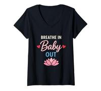 Mujer Prenatal Yoga Expectante Mamá Mindful Embarazo Fitness Calma Camiseta Cuello V