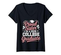 Mujer Prendas de Vestir de la Hermana Orgullosa de un Graduado Universitario 2026 Camiseta Cuello V