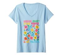 Mujer preocuparse por otras personas no es política Justicia Floral Camiseta Cuello V