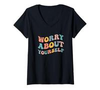 Mujer Preocúpate por ti Mismo Meme Divertido Cuida tu Propio Negocio MYOB Camiseta Cuello V
