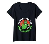 Mujer Prepararse para el Picklegeddon Pepinos Verduras Encurtidos CU Camiseta Cuello V