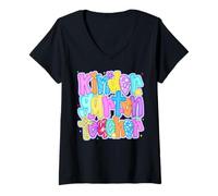 Mujer Preppy Back to School Equipo de jardín de infantes para maestros de jardín de infantes Camiseta Cuello V