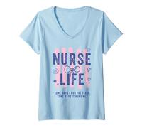 Mujer Preppy Nurse Cute Bow Nurse Cita Divertido RN Trabajo Enfermera Humor Camiseta Cuello V