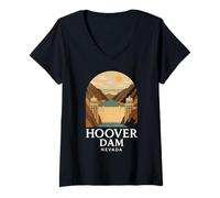 Mujer Presa Hoover, Nevada, Arizona, Punto de Referencia del río Colorado Vegas 702 Camiseta Cuello V