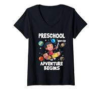 Mujer Preschool Where The Adventure Begins Back To School For Boys Camiseta Cuello V
