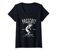 Mujer Prescott Arizona Dancing Kokopelli Diseño Desgastado Camiseta Cuello V