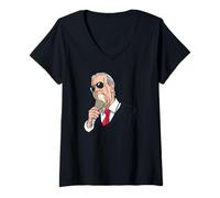 Mujer President Joe Biden Comer Helado Gafas de Sol Funny Meme Camiseta Cuello V