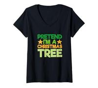 Mujer Pretend I'm A Christmas Tree Xmas Holiday Lazy Christmas Camiseta Cuello V
