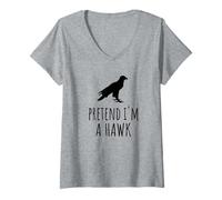 Mujer Pretend I'm A Hawk - Lindo halcón de pájaro espeluznante divertido Camiseta Cuello V