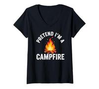 Mujer Pretend I'm Campfire Camping Holiday Funny Halloween Costume Camiseta Cuello V