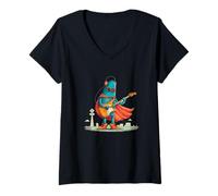 Mujer Pretty Electric Hero Guitarra Gráfica Camiseta Cuello V