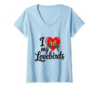Mujer Pretty I Love My Lovebirds Cool for Bird Moms Dads Novedad Camiseta Cuello V