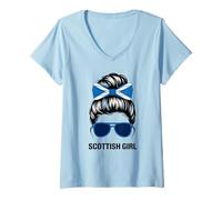 Mujer Pretty Scottish Girl Trip Vacay Espíritu Favorito Mamá Papá Camiseta Cuello V