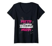 Mujer Pretty Strong Muddy Race Muddy Race Mud Run Camiseta Cuello V