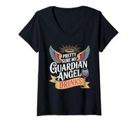 Mujer Pretty Sure My Guardian Angel Drinks Espiritual caótico Camiseta Cuello V