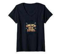 Mujer Pretty Unlock traje de discurso de nuevo nivel Camiseta Cuello V