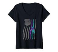 Mujer Prevención de suicidio Flagal American Purple Camiseta Cuello V