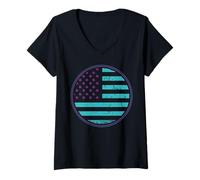Mujer Prevención de Suicidio Flagal American Wear Conciencia de Camiseta Cuello V