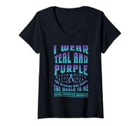 Mujer Prevención del suicidio Vístete de morado azulado para Camiseta Cuello V