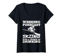 Mujer Previsión de Fin de Semana Esquí, Ski Apres, Montañas Calling, Adulto Camiseta Cuello V