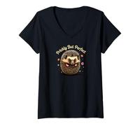 Mujer Prickly But Cute Hedgehog Animal Design Camiseta Cuello V