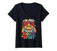 Mujer Pride Month I'm Just Here To Make Bigots Upset Funny Star Camiseta Cuello V