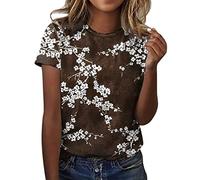 Mujer Primavera Cuello Redondo Manga Corta St Day Impreso Camiseta Casual Suelta Ropa de Cuidado Conjunto de Mujer, C1-café, M