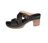 Mujer Primavera y Hueco Transpirable Transpirable Ligero Una Palabra Hebilla Con Punta Abierta Novela Con Zapatillas Patinete De Esquí Zapatos Mujer, Negro , 43 EU