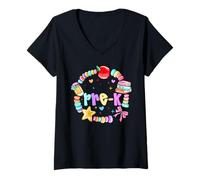 Mujer Primer día de brazalete de amistad de Pre-K de regreso a la Camiseta Cuello V