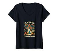 Mujer Primer día de Escuela enseñando a Las futuras líderes Mujeres Lindas Camiseta Cuello V