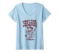 Mujer Primer Fuego Luego S'Mores Prioridades Rana Cowboy Camiseta Cuello V