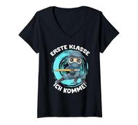 Mujer Primer Grado En La Escuela Ninja, Aquí Voy. Camiseta Cuello V
