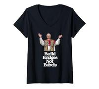 Mujer Primer Papa Americano León XIV - Construir Puentes, no Babels Camiseta Cuello V