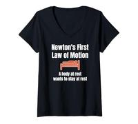Mujer Primera Ley del Movimiento de Newton; Física Divertida, Dormir Camiseta Cuello V