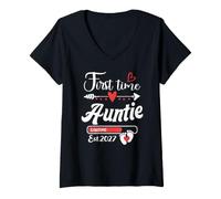 Mujer Primera Vez Auntie 2027 Pronto to be Mom, Baby Reveal Camiseta Cuello V