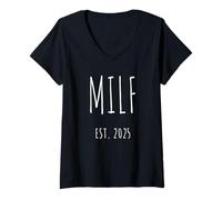 Mujer Primera Vez Mamá Regalo Nuevo Padre MILF Est 2025 Día de la Madre Camiseta Cuello V