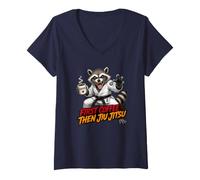 Mujer Primero El Café, Luego El Jiu-Jitsu - Jiu-Jitsu BJJ Café Camiseta Cuello V