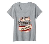 Mujer Primero Nos engullamos y Luego Nos tambaleamos Camiseta Cuello V