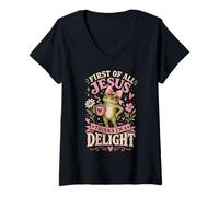 Mujer Primero Que Nada, Jesús Piensa Que Soy una Delicia Camiseta Cuello V