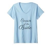 Mujer Primo de la Novia, Boda & Novia, Fuente de Escritura Negra Camiseta Cuello V