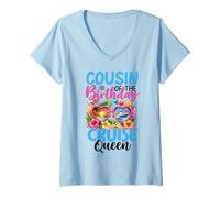 Mujer Primo del cumpleaños Cruise Queen Birthday Girl Party Camiseta Cuello V