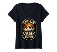 Mujer Primos Camp 2025 Aventura al Aire Libre Reunión Familiar Camiseta Cuello V