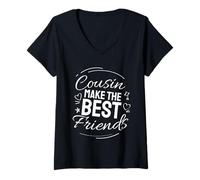 Mujer Primos Hacer Mejores Amigos Primos Escuadrón Familia Diseño Camiseta Cuello V